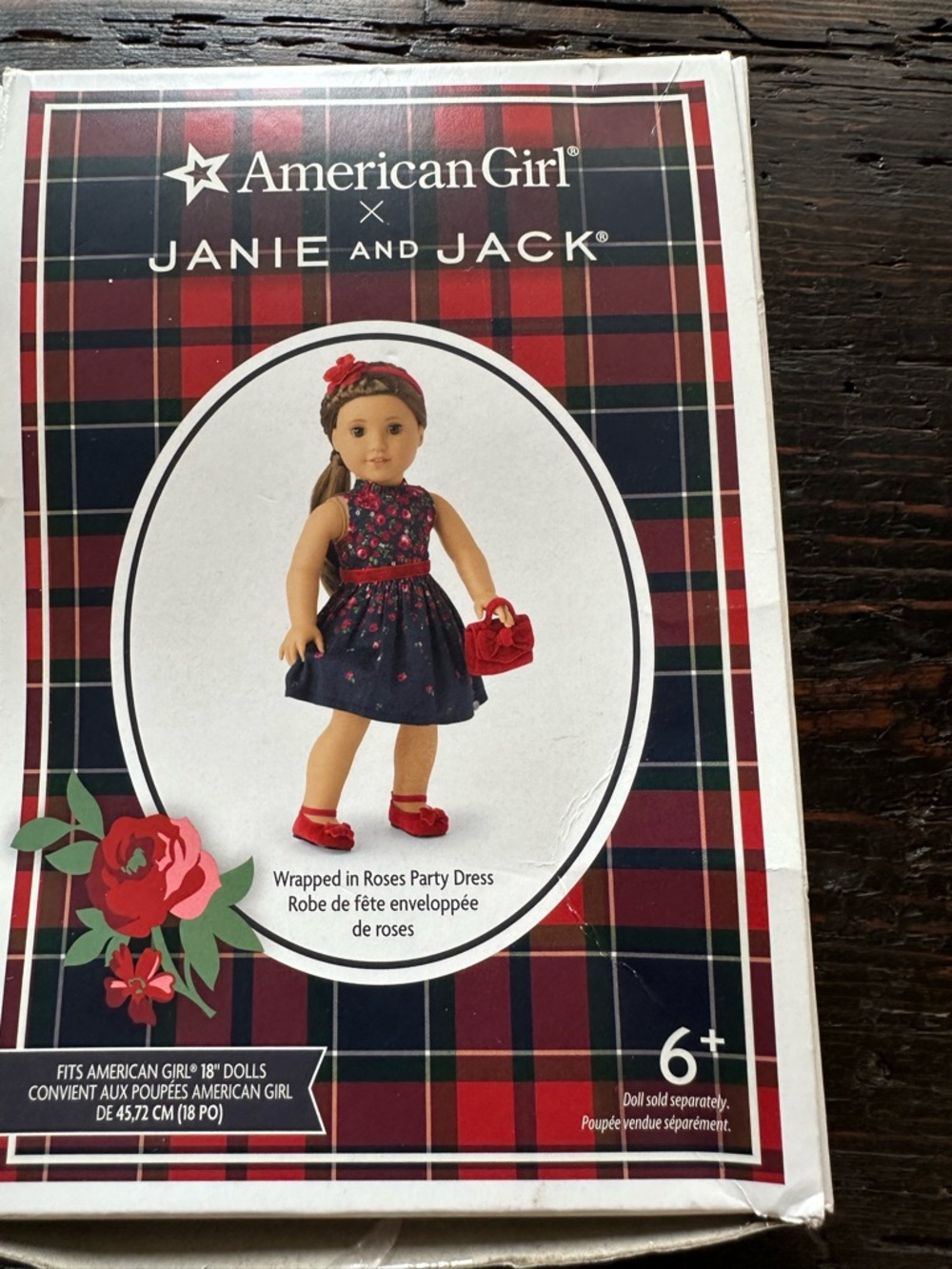 American Girl Navy Dress with Red Accents and Accessories